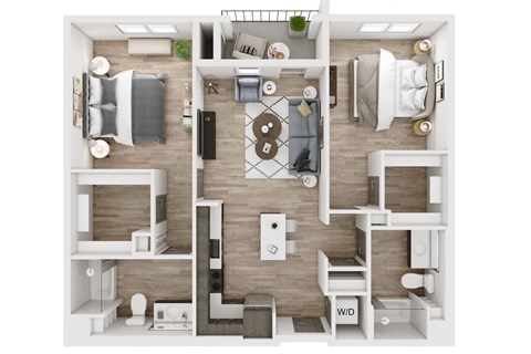 Floor plan for 2 beds, 2 baths, 1116 sqft